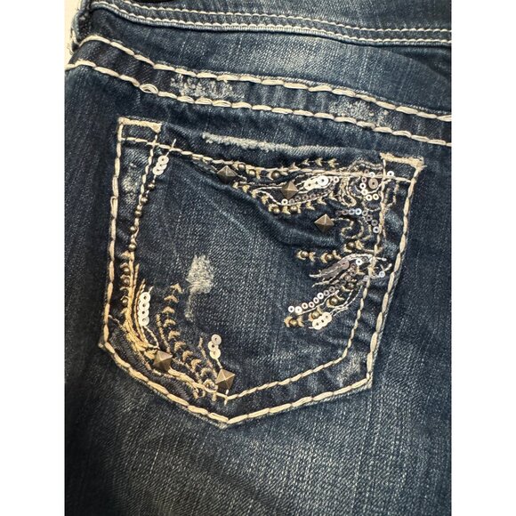 Silver Jeans Suki Womens Bootcut Denim Jeans W29/L32 Distressed Blue Western Sty - Picture 3 of 11